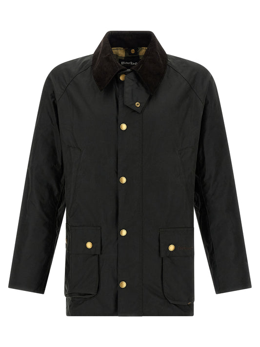 Windbreaker Jacket by Barbour for men in cotton corduroy bicolour & green features an perennial silhouette with a refined and perennial pockets & windproof for a sophisticated weather-resistant look.