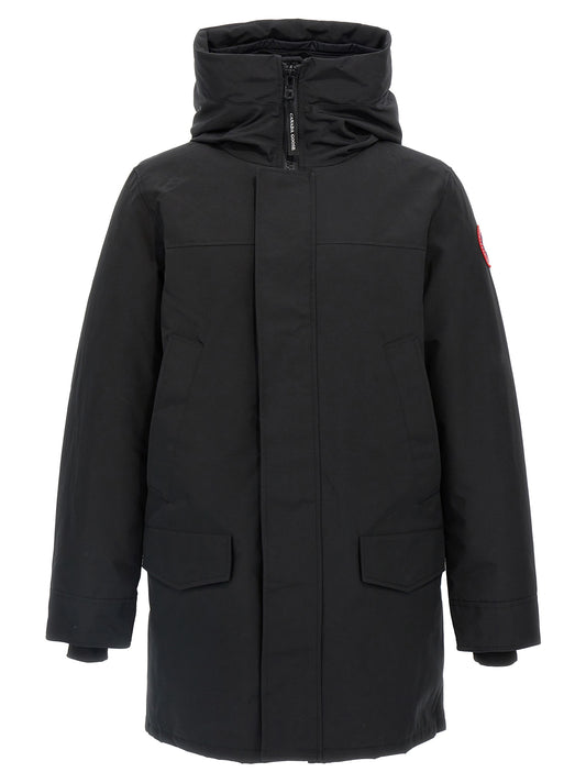 Parka by Canada Goose for men in polyester goose-down & cotton black features an avant garde silhouette, showcasing refined windproof, hooded & insulated and a sophisticated hooded high-collar neckline for a polished look.
