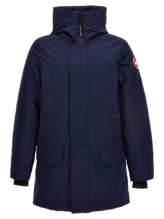 Hooded Parka by Canada Goose for men in plush poly cotton & cordura blue, presenting a cosy silhouette with distinctive hooded and a refined hooded high-neck neckline.