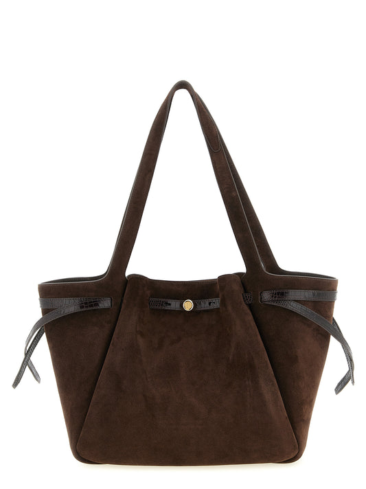 Tote Bag by Tory Burch for women in bos taurus suede cowhide leather brown, gold & print features an sumptuous Romy Bos Taurus Suede Cowhide Leather Tote Bag design with a secure zipper & button, ample , and versatile for an sumptuous finish.