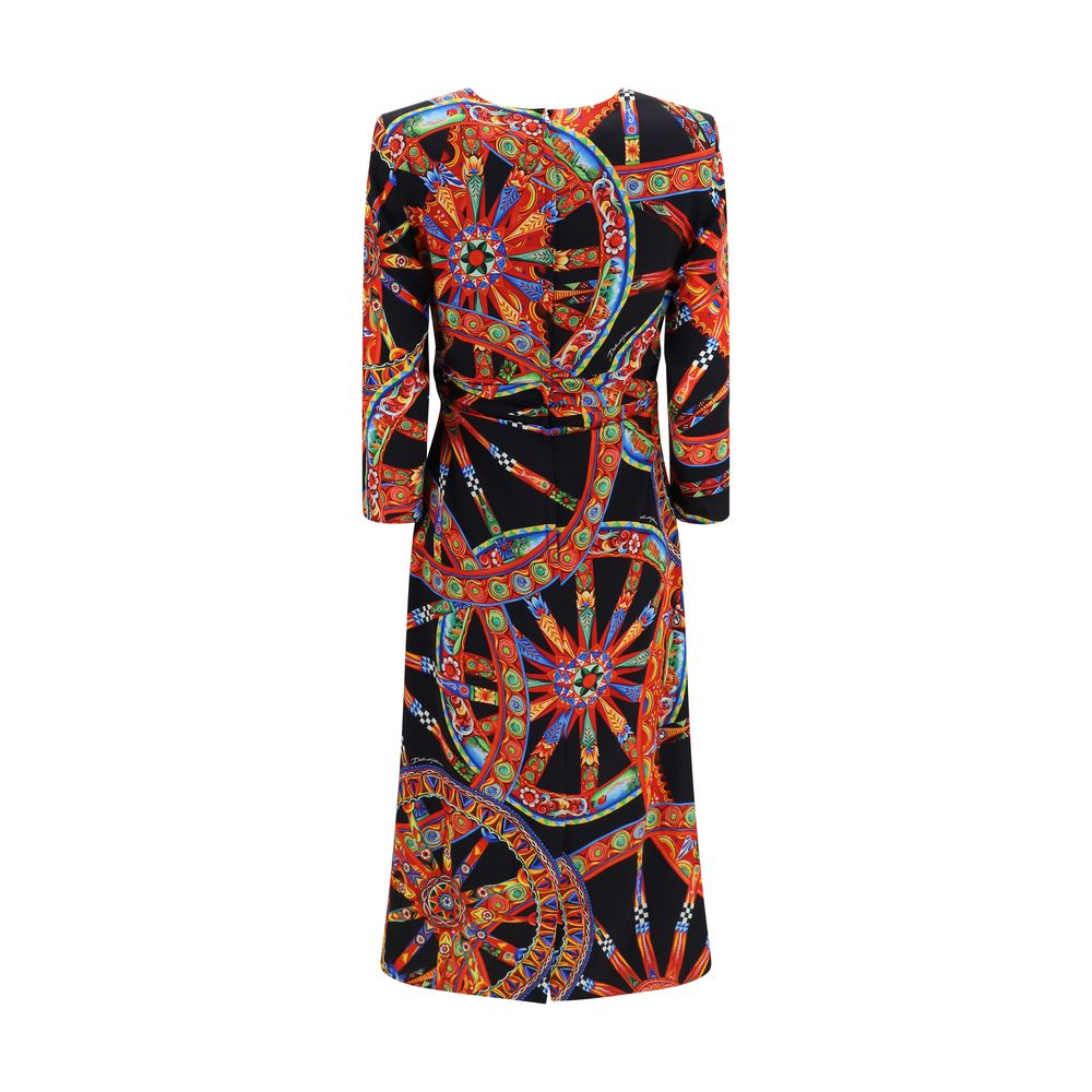 Dress by Dolce & Gabbana for women in silk multicolor, patterned & print features an sultry silhouette defined by a and , falling to an sultry for a sultry look.