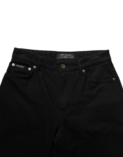 Dolce & Gabbana Black Cotton Stretch Straight Denim Jeans