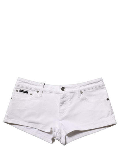 Dolce & Gabbana Women's Slim Low Rise Denim Cotton Shorts - White