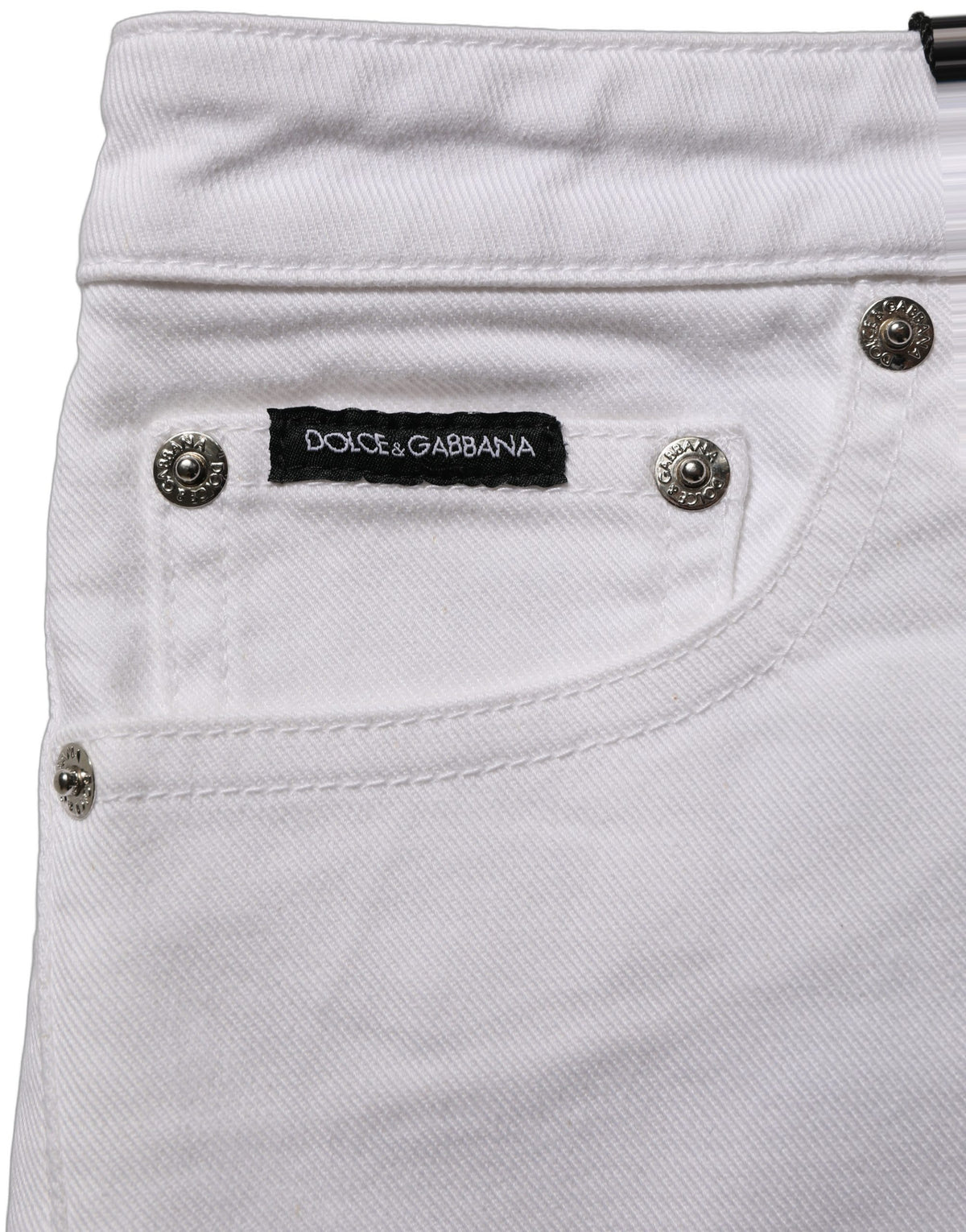 Dolce & Gabbana Women's Slim Low Rise Denim Cotton Shorts - White
