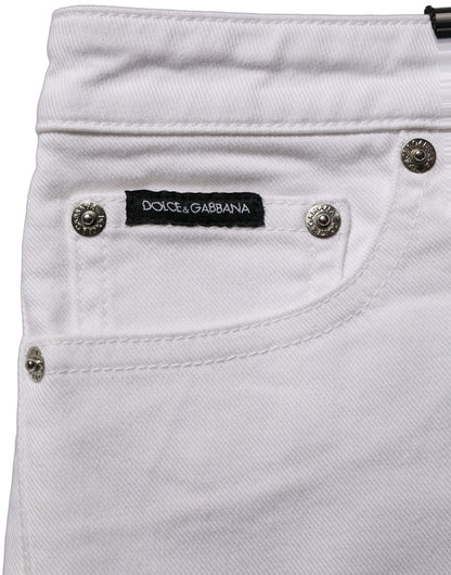 Dolce & Gabbana Women's Slim Low Rise Denim Cotton Shorts - White