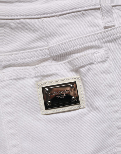 Dolce & Gabbana Women's Slim Low Rise Denim Cotton Shorts - White