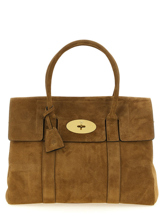 Handbag by Mulberry for women in bos taurus calf suede leather brown & signature presents a ornamental silhouette, showcasing a secure , ample , and versatile handle for a ornamental finish.
