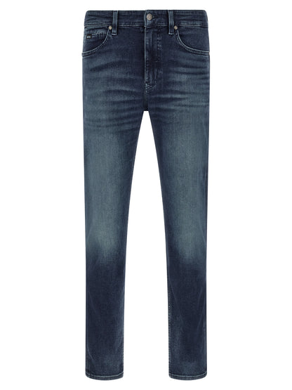 Hugo Boss Blue Cotton Tapered Jeans