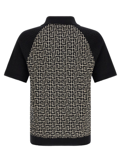 Balmain Bicolor Cotton Polo Shirt