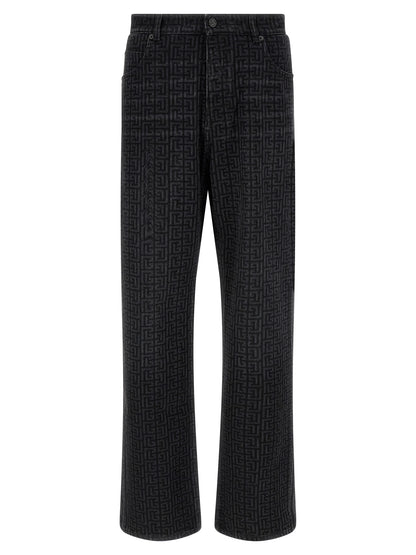 Balmain Black Cotton Straight-Leg Jeans