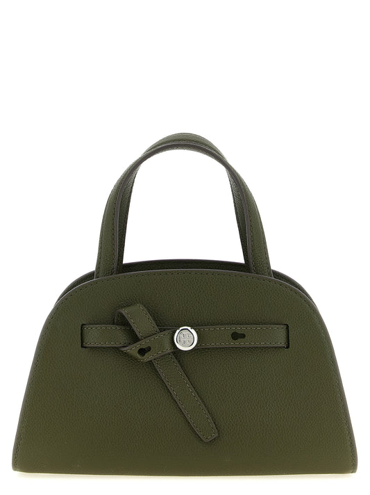 Small Crossbody Pouch Handbag by Tory Burch for women in bos taurus cowhide leather brown & silver showcases a versatile sophistication silhouette, featuring a secure button, versatile sophistication , and versatile crossbody-strap, shoulder-strap, handle & adjustable-strap for a versatile sophistication finish.