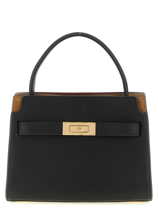 Crossbody Handbag by Tory Burch for women in suede lambskin leather black & gold features an versatile silhouette, showcasing a secure magnetic and versatile with versatile crossbody-strap, shoulder-strap & adjustable-strap for a versatile finish.