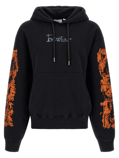 Sweatshirt Hoodie by Off-White for men in cotton black, natural, orange, white, patterned & print showcases a city-ready silhouette, artfully detailed with a signature hooded neckline and for a city-ready finish.