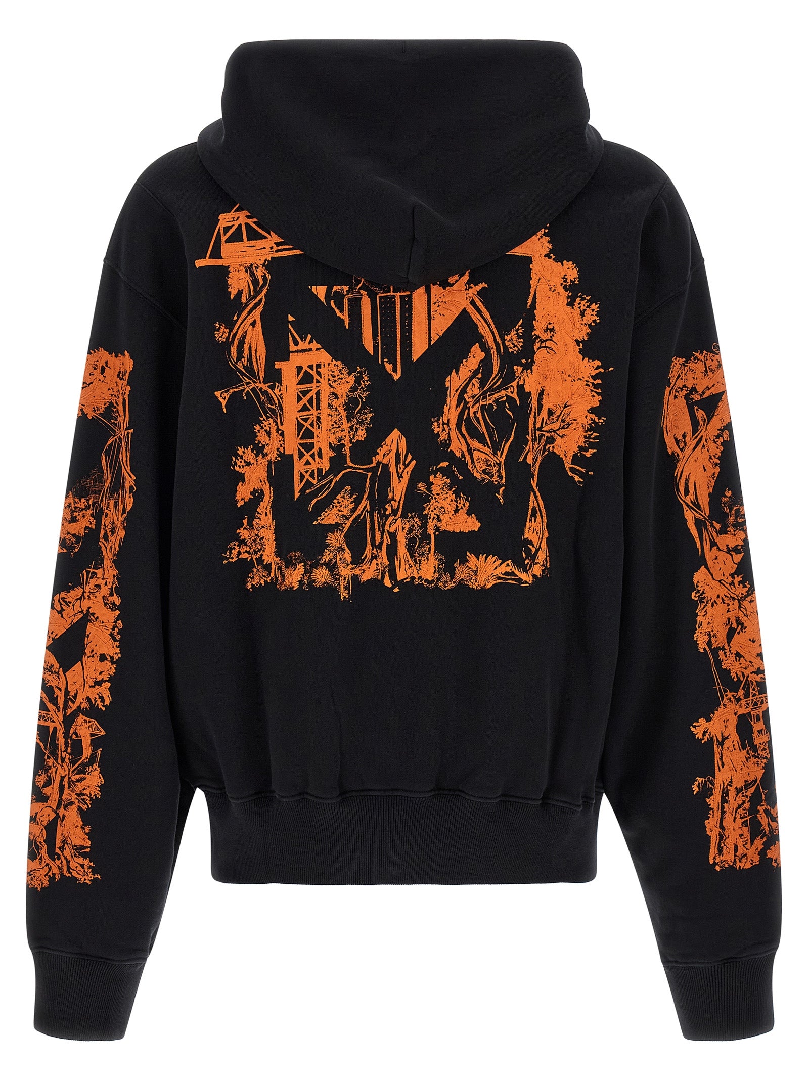 Sweatshirt Hoodie by Off-White for men in cotton black, natural, orange, white, patterned & print features an luminous silhouette, showcasing a sophisticated hooded neckline and for a truly luminous look.