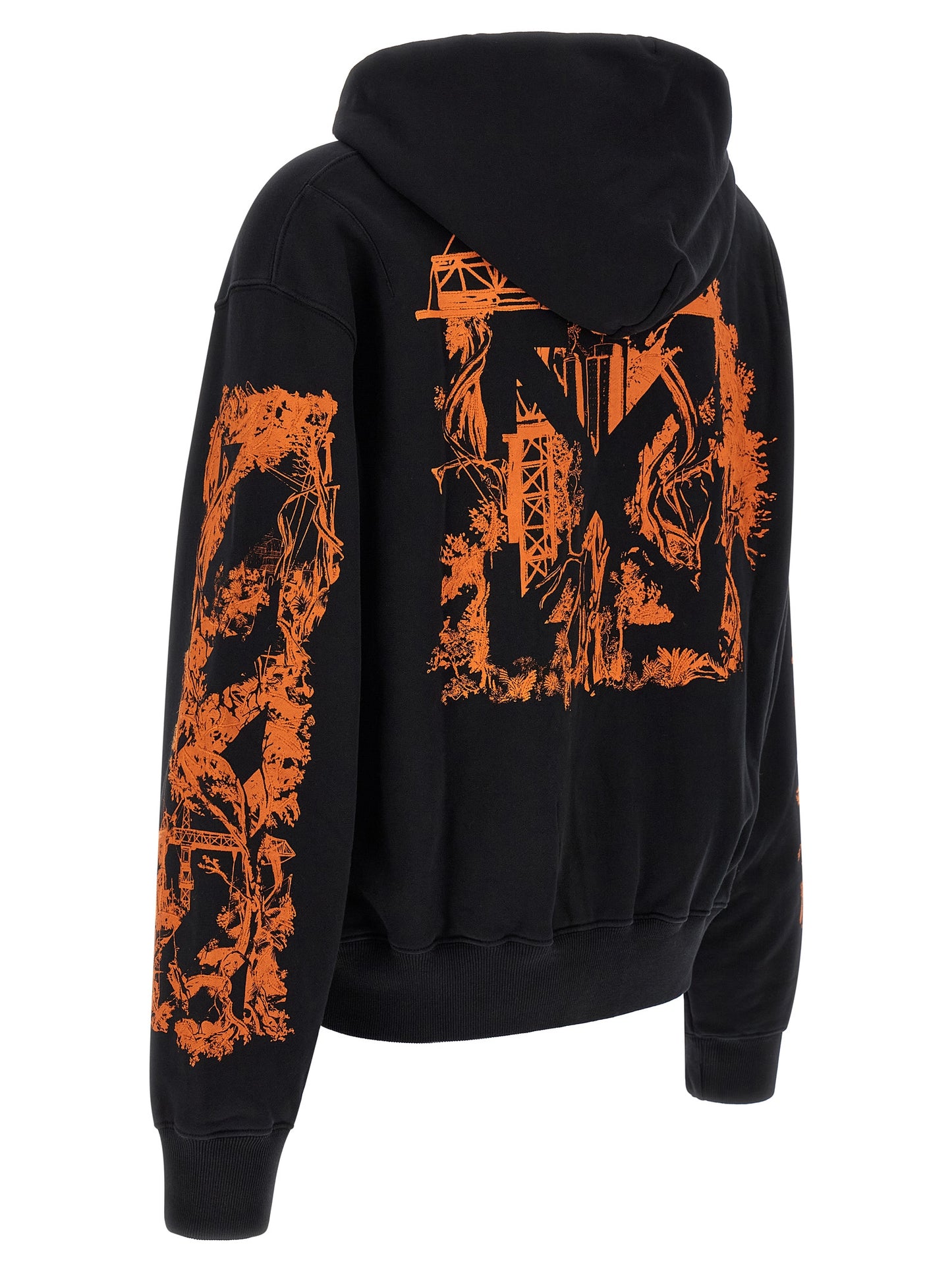 Sweatshirt Hoodie by Off-White for men in cotton black, natural, orange, white, patterned & print features a edgy silhouette, detailed with a edgy hooded neckline and for a refined finish.
