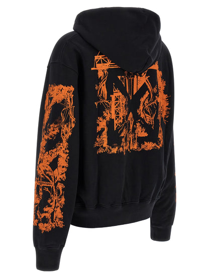 Sweatshirt Hoodie by Off-White for men in cotton black, natural, orange, white, patterned & print features a edgy silhouette, detailed with a edgy hooded neckline and for a refined finish.