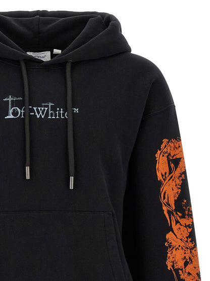 Sweatshirt Hoodie by Off-White for men in cotton black, natural, orange, white, patterned & print showcases a city-ready silhouette, artfully detailed with a signature hooded neckline and for a city-ready finish.