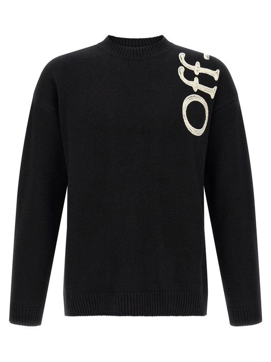 Cardigan by Off-White for men in wool bicolour & white showcases a luxurious silhouette, meticulously detailed with a sophisticated crew neckline and for a refined finish.