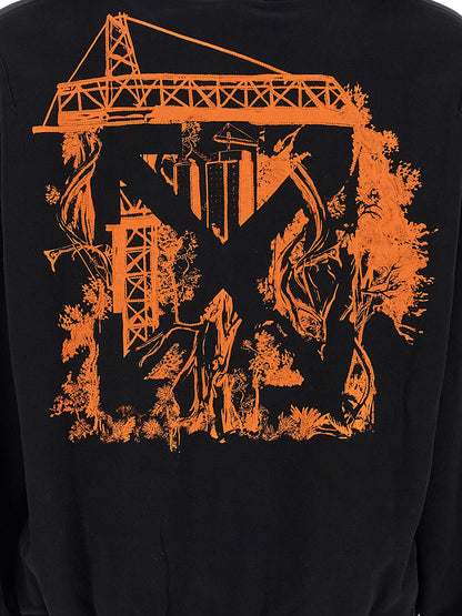Sweatshirt Hoodie by Off-White for men in cotton black, natural, orange, white, patterned & print features an luminous silhouette, showcasing a sophisticated hooded neckline and for a truly luminous look.