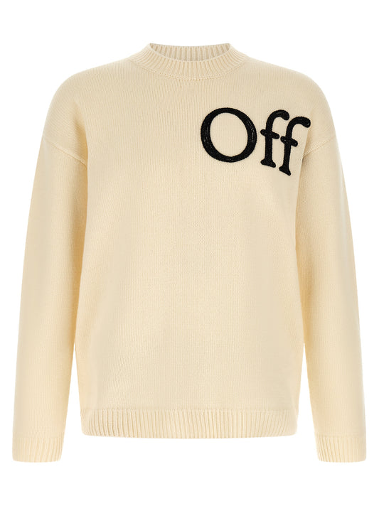 Cardigan by Off-White for men in wool cream & white showcases a luxurious silhouette, meticulously detailed with a sophisticated crew neckline and long-sleeve for a refined finish.