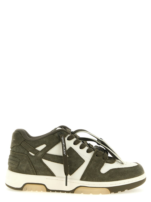 Athletic Sneakers by Off-White for men in cowhide suede leather bicolour, white & print presents a sleek silhouette, perfectly capturing the low-top skater style essence of Men's Low Top Skater Cowhide Suede Leather Athletic Sneakers with its sleek design and premium finish.