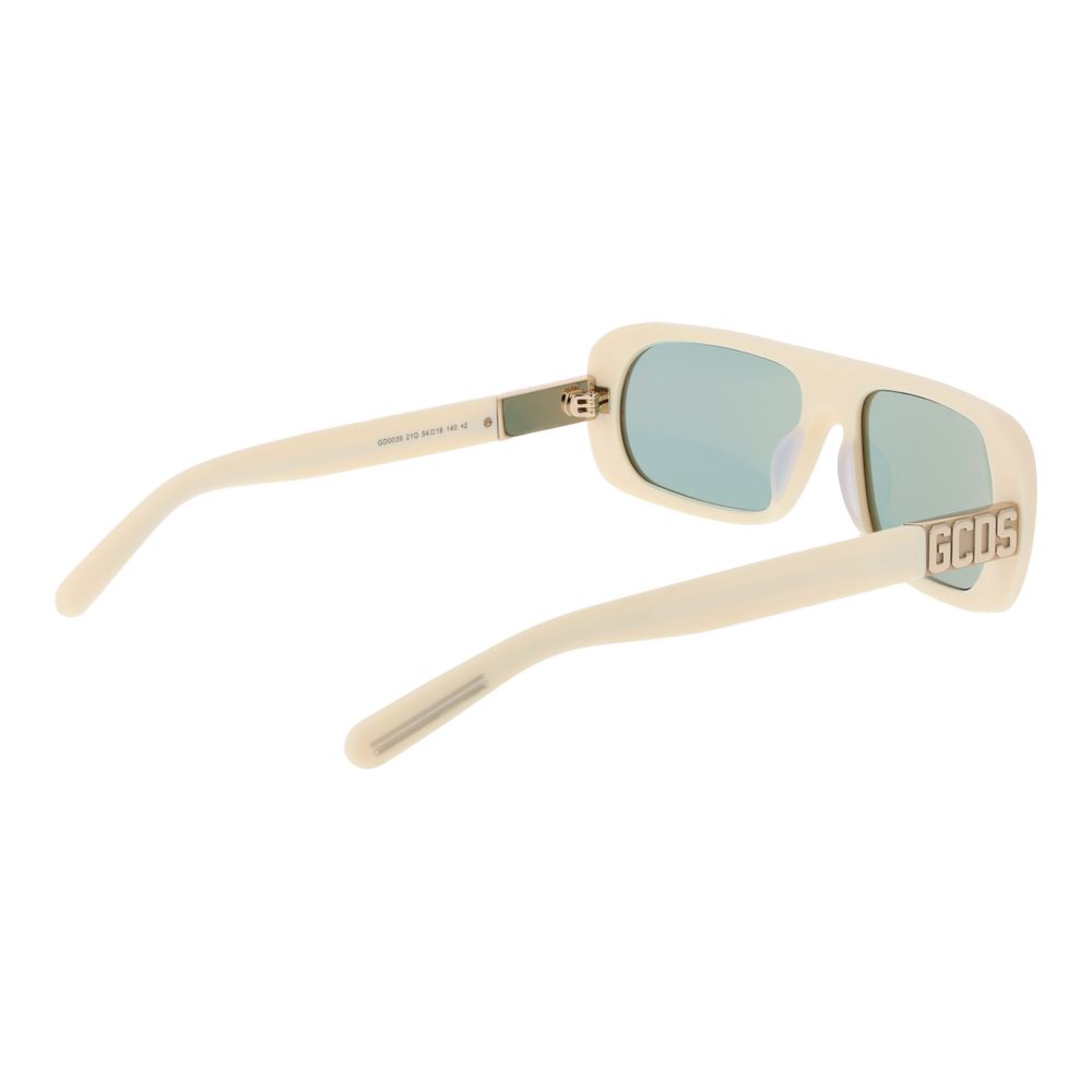 GCDS Oval Mirrored Medium-Tint Acetate Sunglasses - Cream