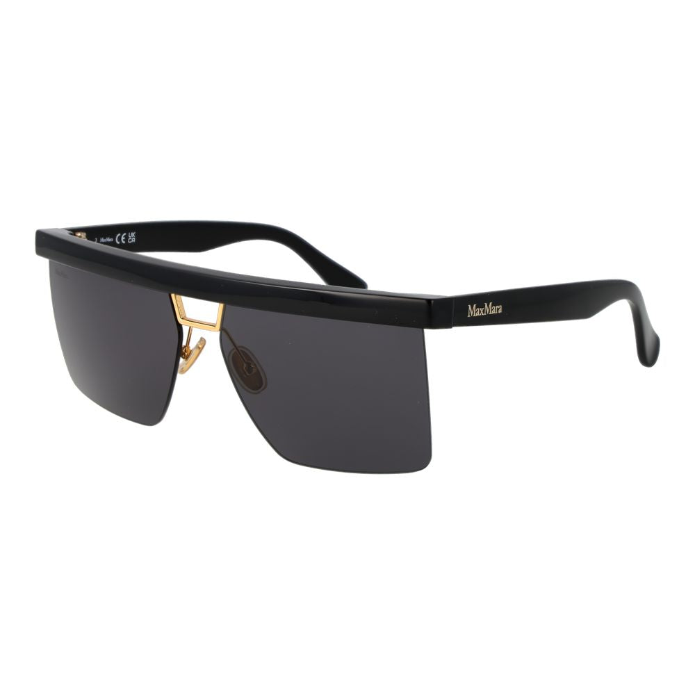 Max Mara Rectangle Non-Polarized Dark-Tint Stainless Steel Sunglasses - Black