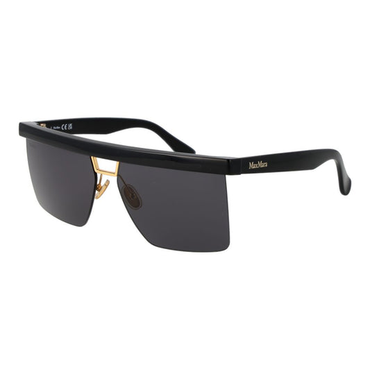 Max Mara Rectangle Non-Polarized Dark-Tint Stainless Steel Sunglasses - Black