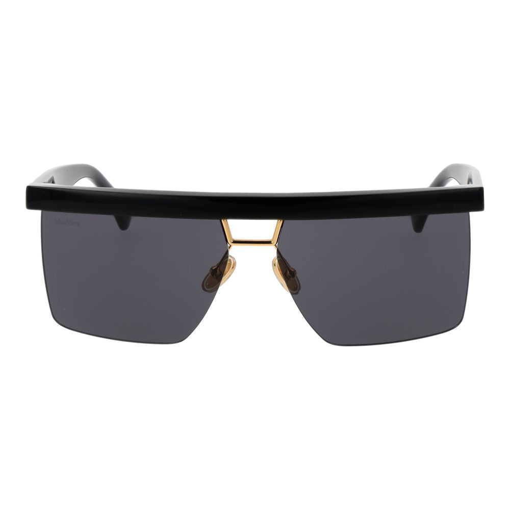 Max Mara Rectangle Non-Polarized Dark-Tint Stainless Steel Sunglasses - Black