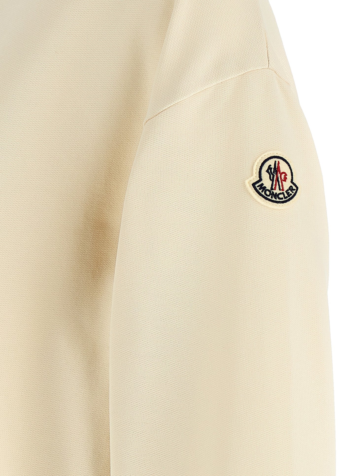 Activewear Sweatshirt by Moncler for women in cotton felt beige & signature presents a ergonomic silhouette, showcasing a sophisticated and detailed with premium for a ergonomic finish.