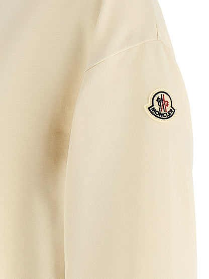 Activewear Sweatshirt by Moncler for women in cotton felt beige & signature presents a ergonomic silhouette, showcasing a sophisticated and detailed with premium for a ergonomic finish.