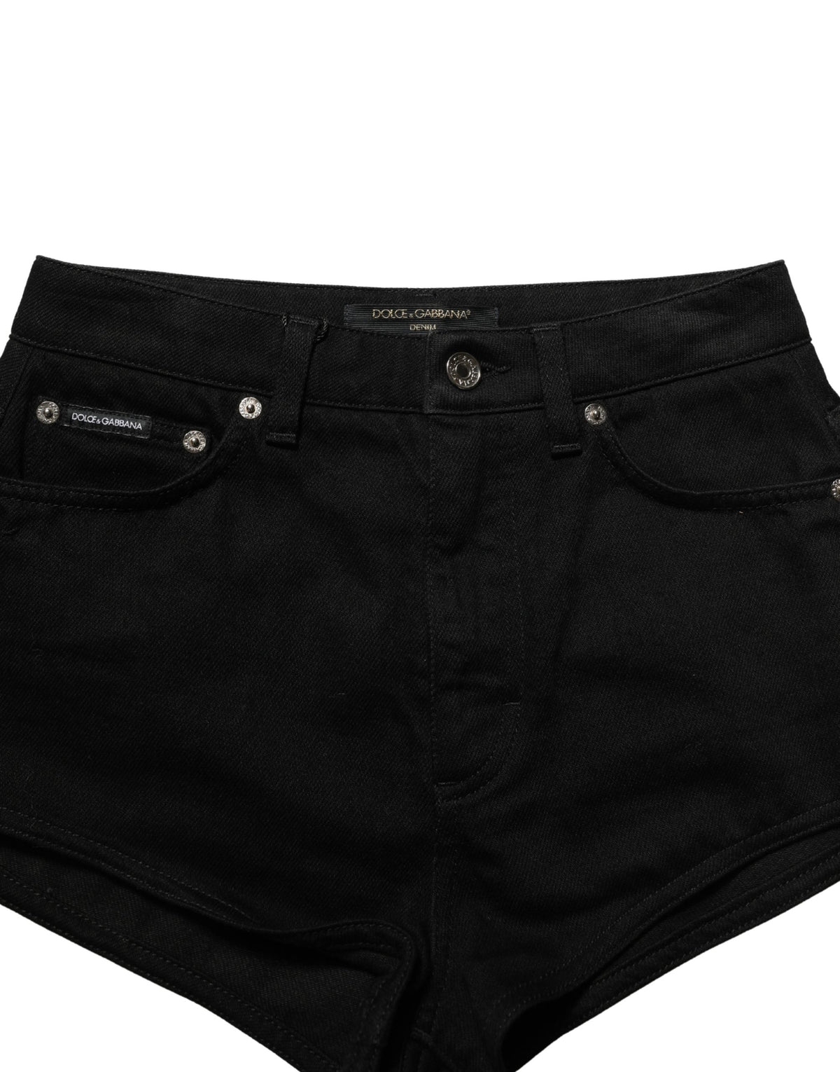 Dolce & Gabbana Women's Mid Rise Stretch Denim Cotton Shorts - Black