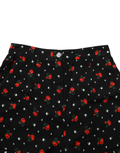 Dolce & Gabbana Women's High Rise Polyester Silk & Viscose Short Trousers - Black Floral