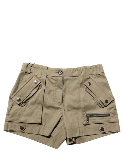 Dolce & Gabbana Women's Mid Rise Stretch Cotton Cargo Shorts - Military Green Dark Green