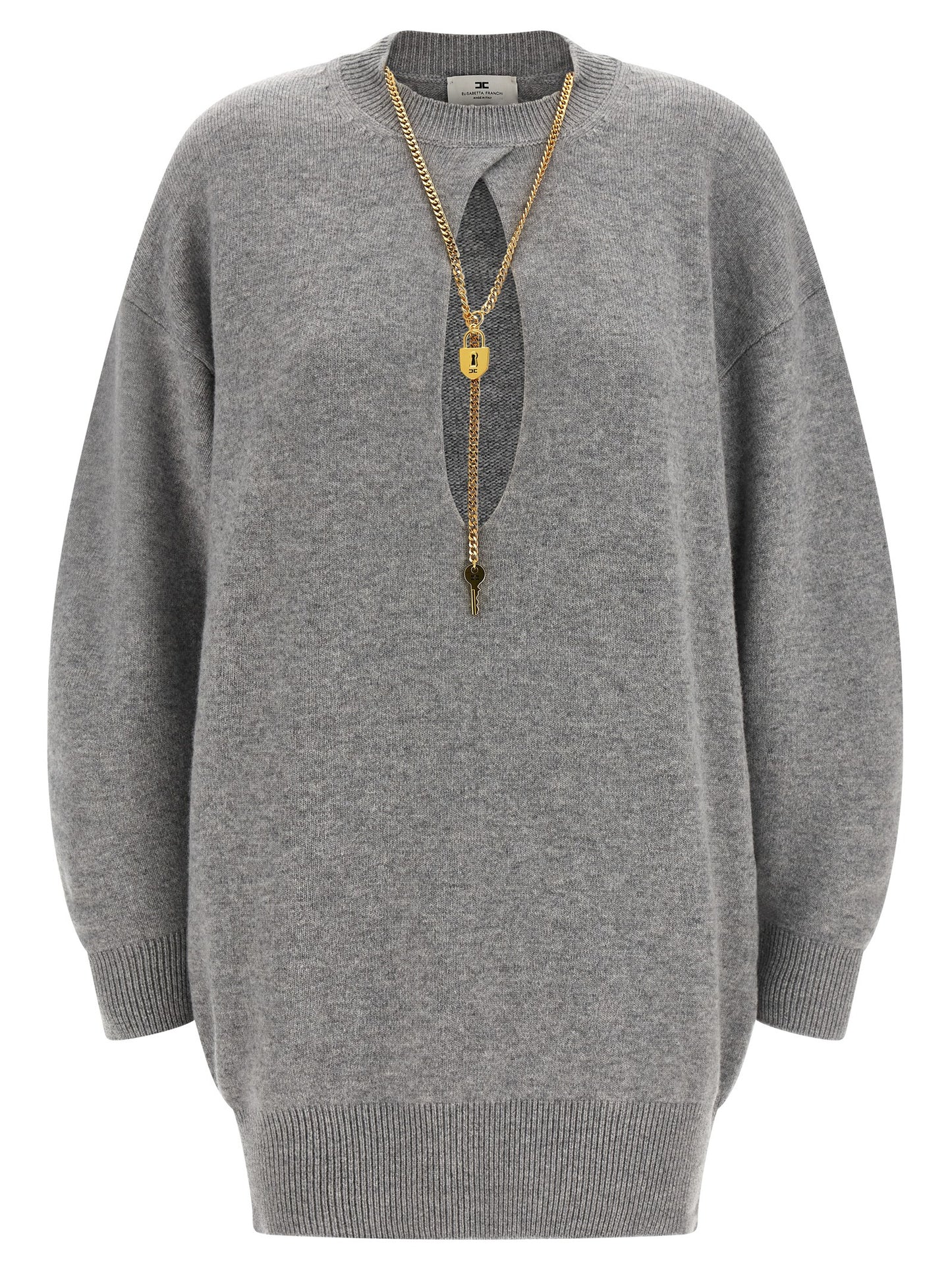 Elisabetta Franchi Gray Wool Short Dress