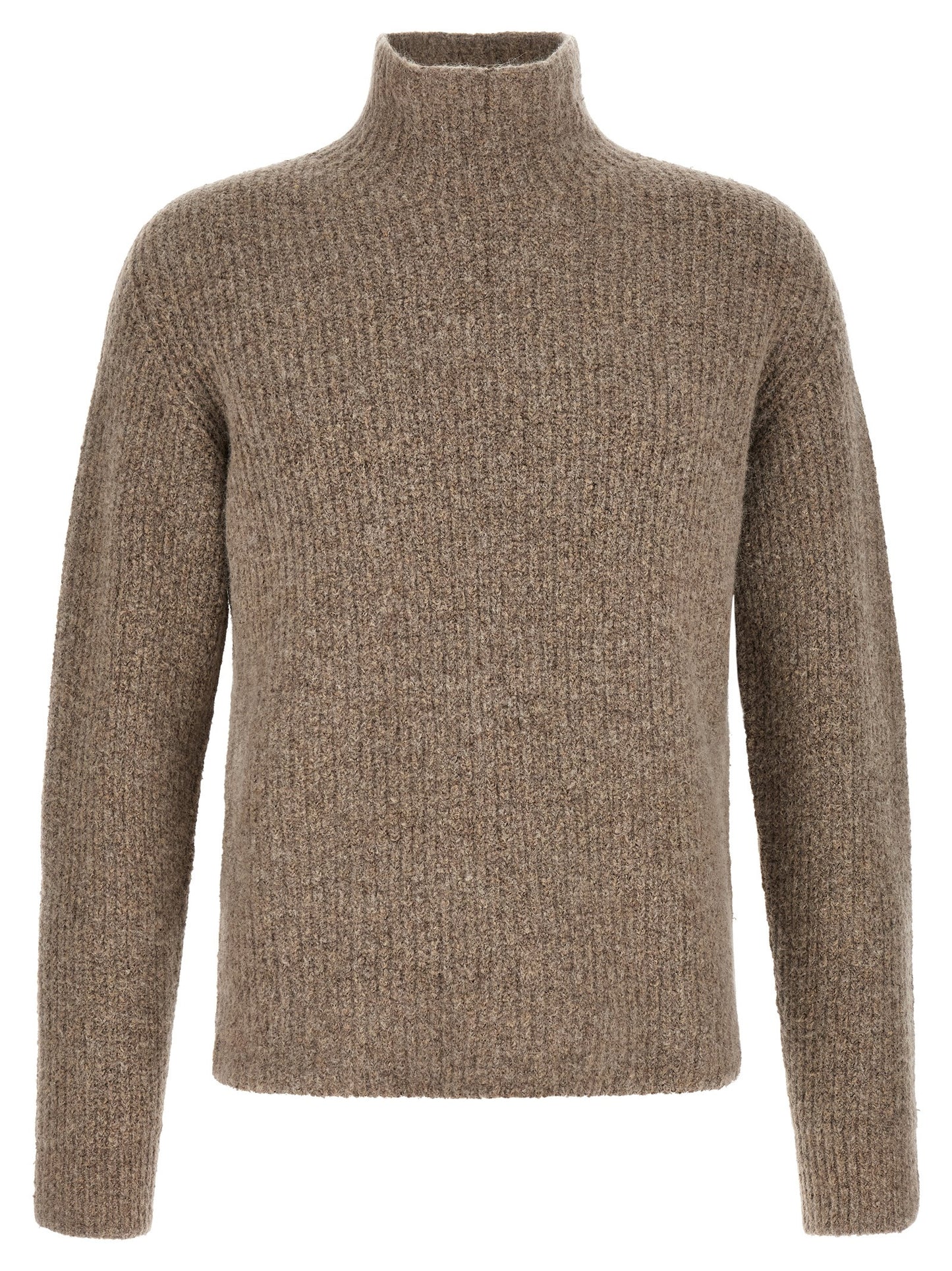 Cardigan by Roberto Collina for men in polyamide cotton & alpaca wool beige showcases a luxurious silhouette, meticulously detailed with a sophisticated high-neck neckline and for a refined finish.