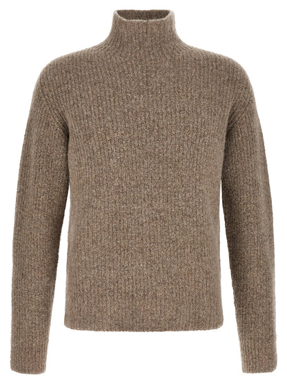 Cardigan by Roberto Collina for men in polyamide cotton & alpaca wool beige showcases a luxurious silhouette, meticulously detailed with a sophisticated high-neck neckline and for a refined finish.