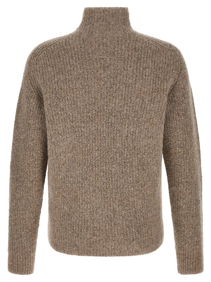 Cardigan by Roberto Collina for men in polyamide cotton & alpaca wool beige features an crisp silhouette, showcasing a sophisticated high-neck neckline and detail for a truly crisp finish.