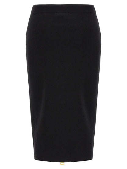 Elisabetta Franchi Black Viscose Midi Skirt