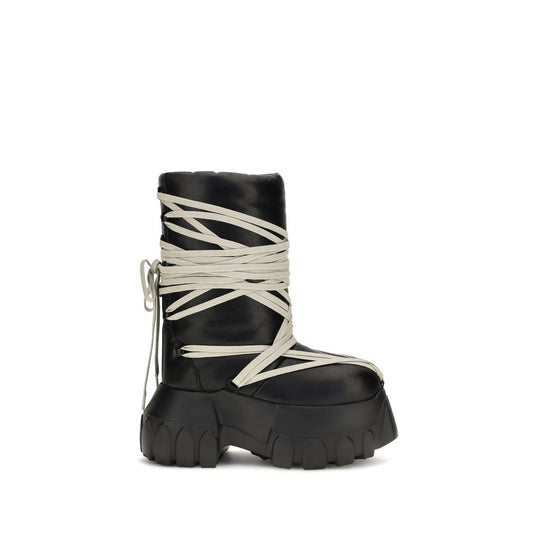 Rick Owens Black Calf Leather Bos Taurus Lace-Up Boots