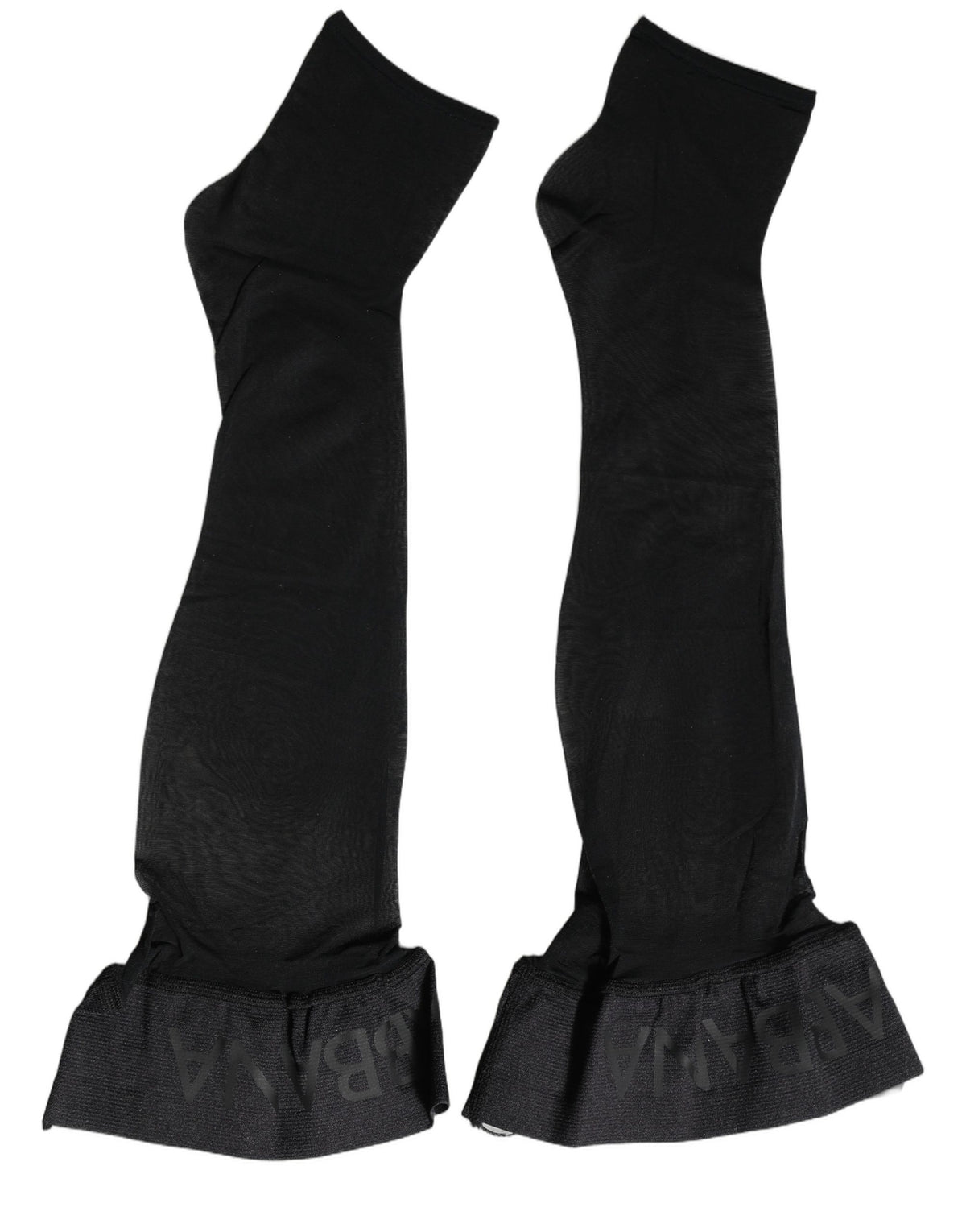 These Socks by Dolce & Gabbana for women in stretch nylon & calf leather black present a utilitarian silhouette from the Women's Stretch Nylon & Calf Leather Socks collection, offering a utilitarian fit and refined aesthetic.