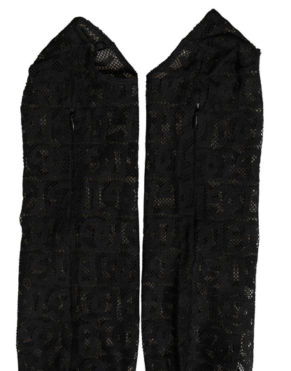 Dolce & Gabbana Black DG Logo Sheer Nylon Thigh High Socks