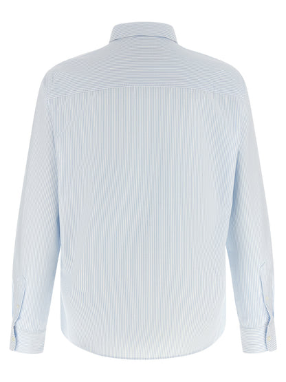 Blouse by Ami Paris for men in cotton felt light-blue & striped showcases a sublime silhouette, artfully detailed with a sublime and for a sophisticated, sublime finish.