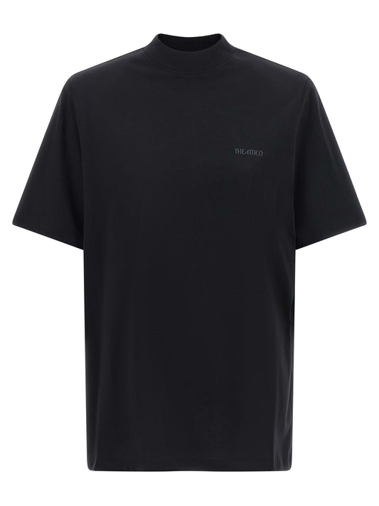 T-Shirt by The Attico for women in cotton black features a plush silhouette, showcasing a sophisticated mock neckline and for a truly plush finish.