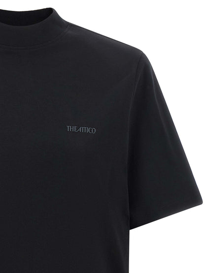 T-Shirt by The Attico for women in cotton black showcases a fashionable silhouette, elegantly detailed with a fashionable and mock neckline for a sophisticated, high-fashion look.