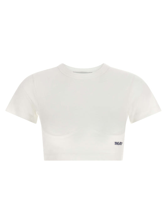 Corset Top by The Attico for women in cotton white showcases a perennial silhouette, artfully detailed with a short-sleeve design and a perennial round neckline.