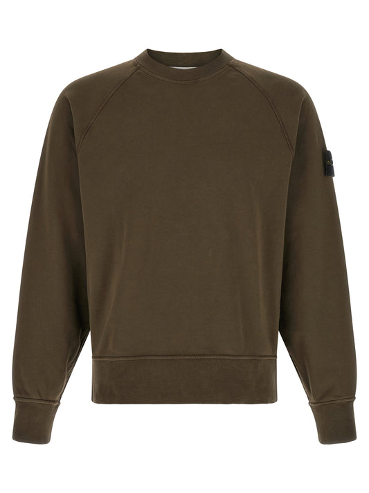 Sweatshirt by Stone Island for men in cotton charcoal, gray & signature presents a smart casual silhouette, featuring a smart casual crew neckline and long-sleeve for a sophisticated look.