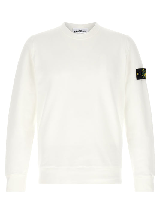 Sweatshirt by Stone Island for men in organic cotton white presents a smart casual silhouette, featuring a smart casual and for a sophisticated look.