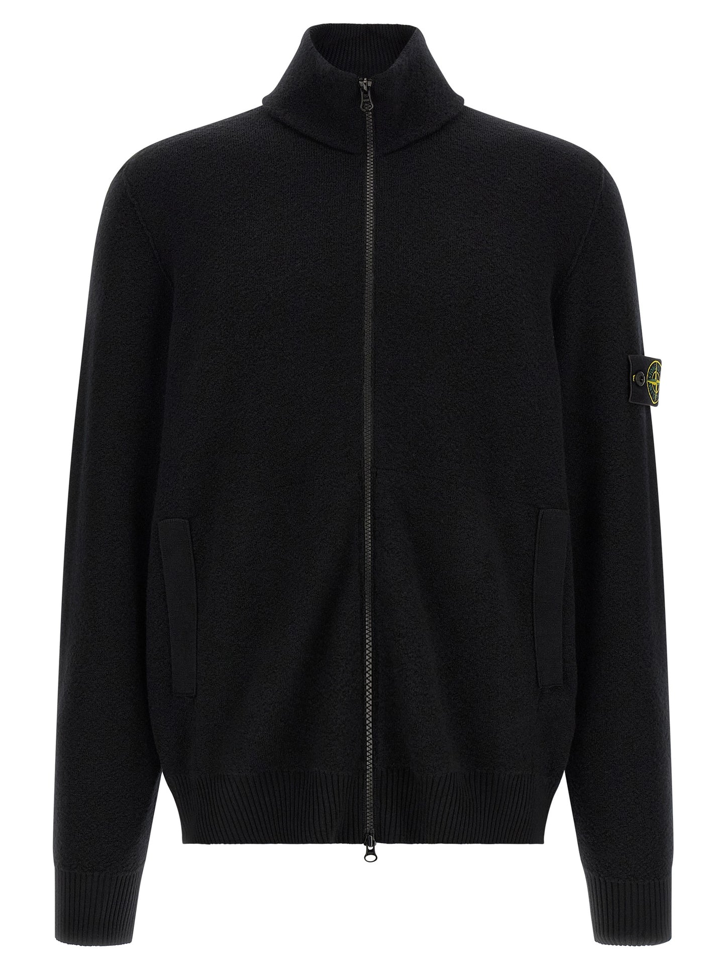 Stone Island Black Virgin Wool Cardigan