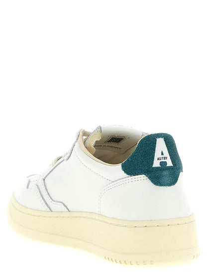 Sneakers by Autry for men in bos taurus cowhide leather bicolour, green & teal features an versatile design from the Men's Low Top Bos Taurus Cowhide Leather Sneakers collection, highlighting a versatile low-top style for a premium, high-fashion look.